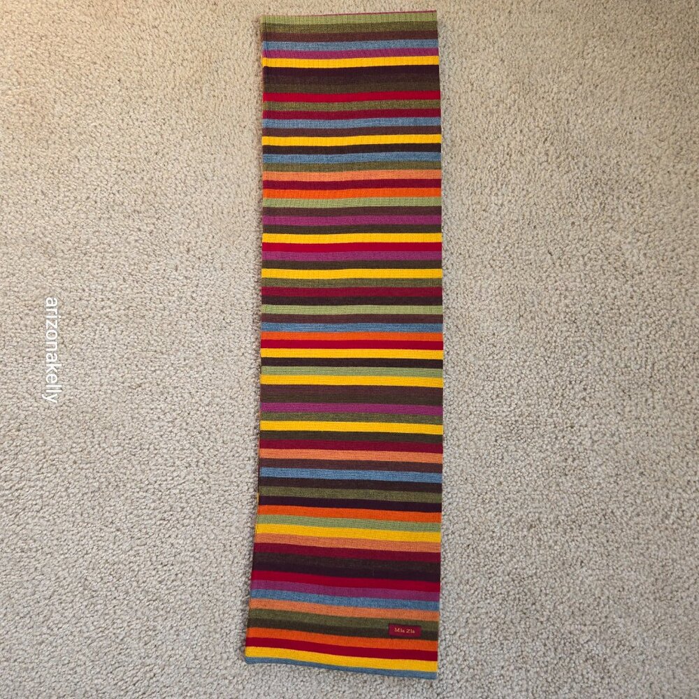 NWOT Mia Zia Merino Knit Stripe Scarf Belguim - Picture 2 of 11